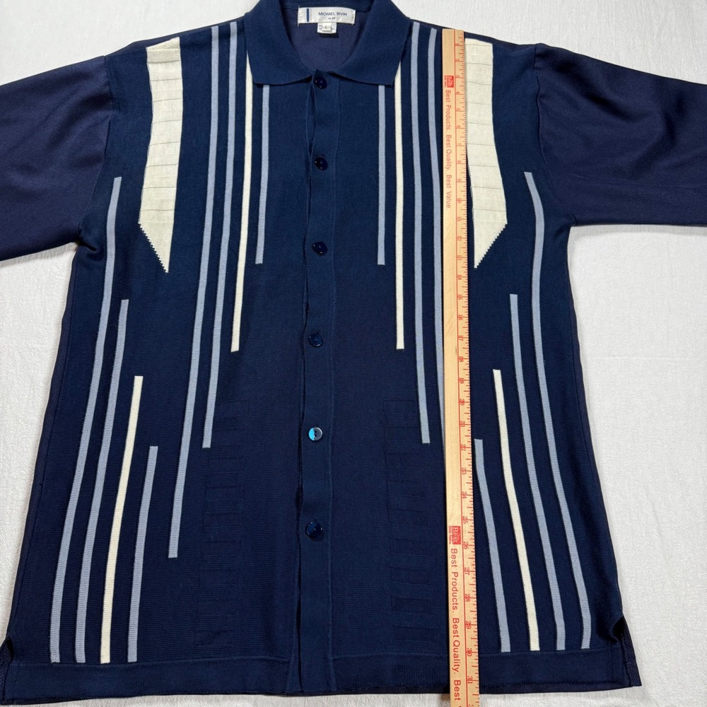 Michael Irvin No. 88 Striped Knit Cardigan Shirt Men Large Button Up Long Sleeve - Picture 10 of 14